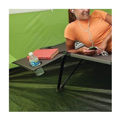 콜맨 Coleman Pack-Away Camping Cot with Removable Side Table, Extra Wide Cot Fits Adults up to 6ft 6in or 300lbs, Carry Bag Included