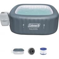 Coleman SaluSpa AirJet 4 to 6 Person Inflatable Hot Tub Square Portable Outdoor Spa with 114 Soothing AirJets and Insulated Cover, Gray