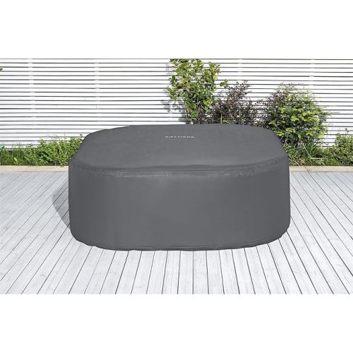 콜맨 Coleman SaluSpa AirJet 4 to 6 Person Inflatable Hot Tub Square Portable Outdoor Spa with 114 Soothing AirJets and Insulated Cover, Gray