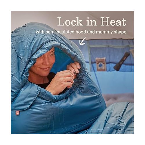 콜맨 Coleman Tidelands Mummy Sleeping Bag, Cool-Weather 30°F/40°F/50°F Camping Sleeping Bag for Adults with Insulation, Heat Retention, and Easy-Zip, Big & Tall