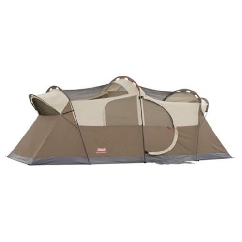 콜맨 Coleman WeatherMaster 10-Person Weatherproof Camping Tent, Large Family Tent with Room Divider, Included Rainfly and Strong Frame Withstanding Winds up to 35MPH