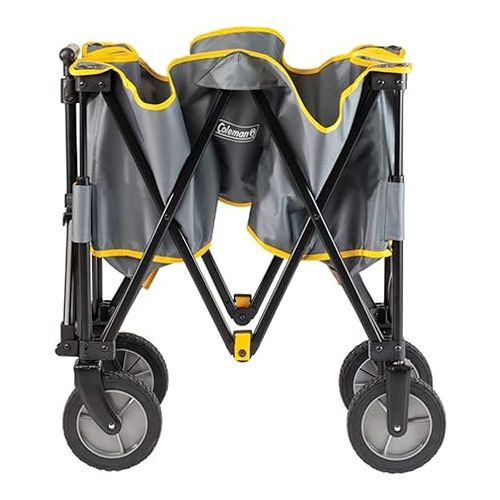 콜맨 Coleman Portable Folding Utility Wagon with 5 Cubic Feet of Space & Reinforced Bottom, Great for Camping, Groceries, Home Projects, or Going to the Park & Beach, Supports up to 150lbs