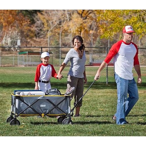 콜맨 Coleman Portable Folding Utility Wagon with 5 Cubic Feet of Space & Reinforced Bottom, Great for Camping, Groceries, Home Projects, or Going to the Park & Beach, Supports up to 150lbs