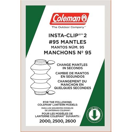 콜맨 Coleman #95 Insta-Clip Accordion Shape Mantle 2-packs of 2 (4 Total Mantles)