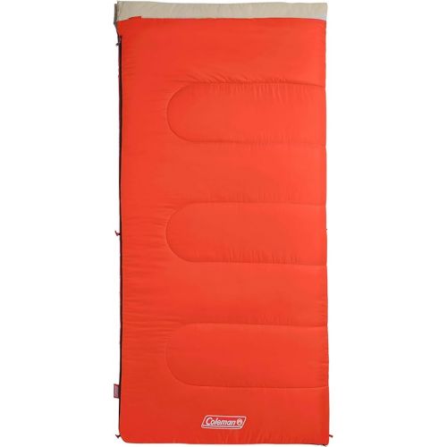 콜맨 Coleman Oak Point Big & Tall Sleeping Bag, Cool-Weather 30°F Sleeping Bag for Adults, No-Snag Zipper with Stuff Sack Included, Machine Washable Fits Adults Up To 6ft 4in Tall
