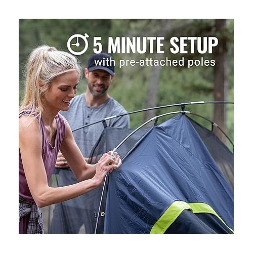 콜맨 Coleman Skydome Camping Tent with Dark Room Technology, 4/6/8/10 Person Family Tent Sets Up in 5 Minutes and Blocks 90% of Sunlight, Weatherproof Tent with Extra Storage and Ventilation