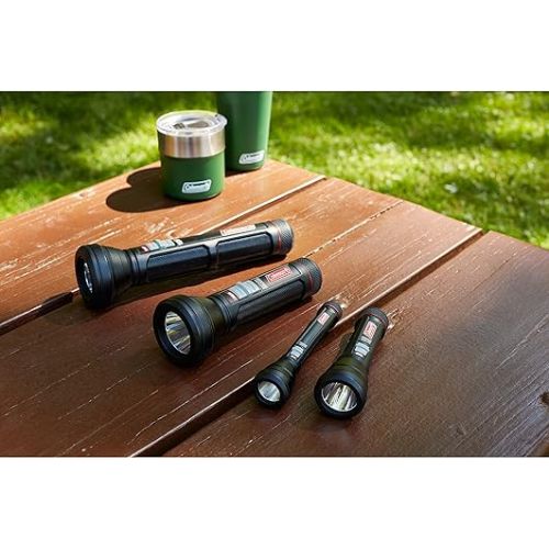 콜맨 Coleman LED Flashlight with BatteryGuard Technology, Strong & Lightweight Water-Resistant Flashlight with Extra Drop Protection, Up to 25% More Battery Life than Traditional Flashlights