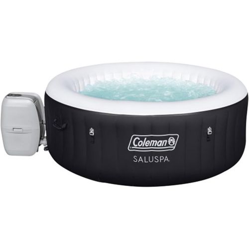 콜맨 Coleman SaluSpa AirJet 2 to 4 Person Round Inflatable Hot Tub Portable Outdoor Spa with 60 Soothing AirJets and Insulated Cover, Black