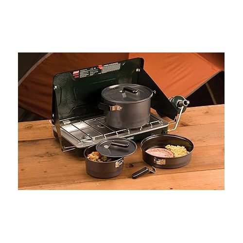 콜맨 Coleman 6-Piece Steel Family Camping Cookware Set, Includes Frying Pan, Sauce Pan, & Stock Pot, Great for Camping, Tailgating, RVs, & Outdoor Cooking