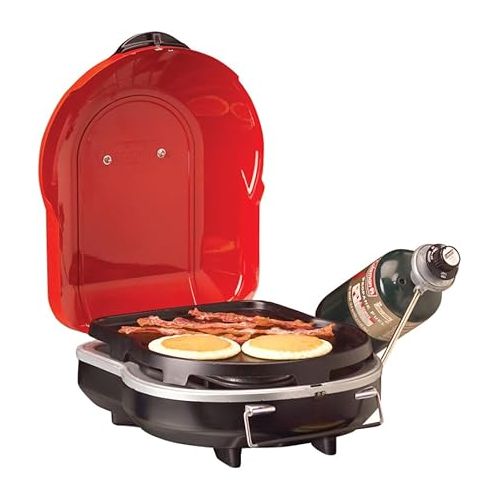 콜맨 Coleman Fold N Go Propane Grill, Portable & Lightweight Grill with Push-Button Starter, Adjustable Burner, Built-In Handle, & 6,000 BTUs of Power for Camping, Tailgating, Grilling