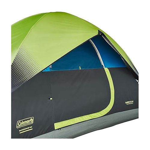 콜맨 Coleman Dark Room Sundome Camping Tent, 4/6 Person Tent Blocks 90% of Sunlight and Keeps Inside Cool, Lightweight Tent for Camping Includes Rainfly, Carry Bag, and Easy Setup