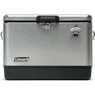 Coleman Reunion Premium Insulated Portable Cooler, Leak-Resistant 54qt Steel Belted Cooler with Heavy-Duty Latch, Handles, Drain & Bottle Opener, Great for Camping, Tailgating, Beach, Picnic, & More