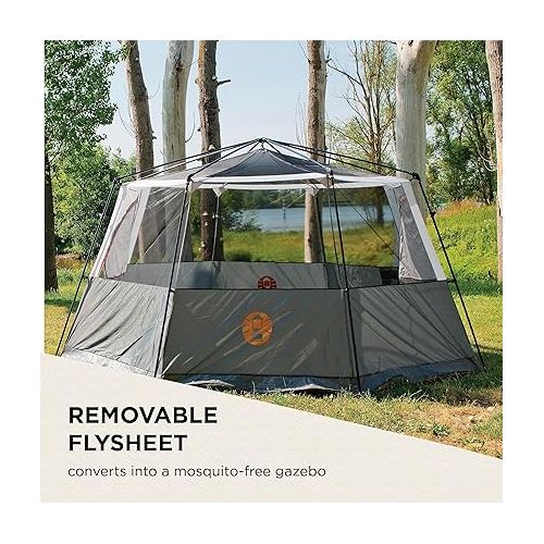 콜맨 Coleman Tent Octagon, 6 Man Festival Dome Tent, 6 Person Family Camping Tent with 360° Panoramic View, Stable Steel Pole Construction, Sewn-in Groundsheet, 100 Percent Waterproof