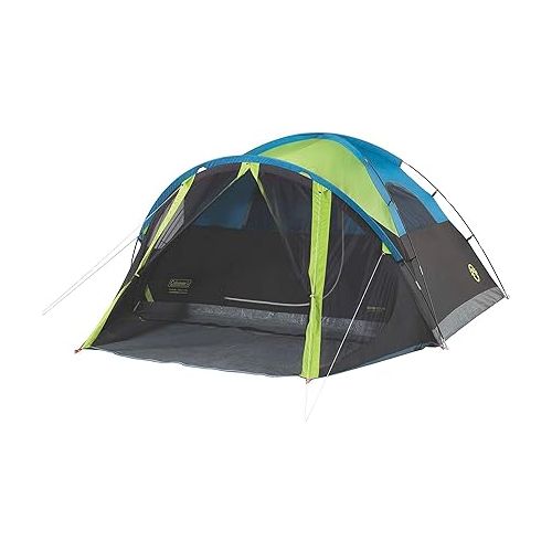 콜맨 Coleman Carlsbad Dark Room Camping Tent with Screened Porch, 4/6 Person Tent Blocks 90% of Sunlight and Keeps Inside Cool, Weatherproof Tent with Easy Setup and Screened-In Porch