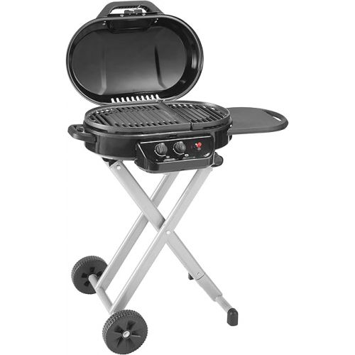 콜맨 Coleman RoadTrip 225 Portable Stand-Up Propane Grill, Gas Grill with Push-Button Starter, Folding Legs & Wheels, Side Table, & 11,000 BTUs of Power for Camping, Tailgating, Grilling & More