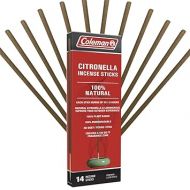 Coleman Citronella Incense Sticks, DEET Free with Natural Citronella and Lemongrass, 100% Plant Based, 100% Biodegradable, Up To 1.5h Burn Time per Stick, 14 Sticks