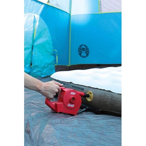 콜맨 Coleman QuickPump Air Pump for Air Beds & Inflatables, Portable Air Pump with Fast Inflation or Deflation, Battery-Powered/Rechargeable/12-Volt/120-Volt Power Options