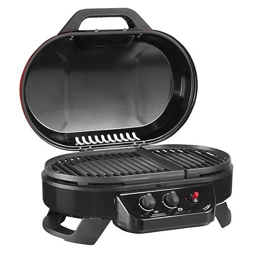 콜맨 Coleman RoadTrip 225 Portable Tabletop Propane Grill, Gas Grill with 2 Adjustable Burners, Instastart Ignition, & 11,000 BTUs of Power for Camping, Tailgating, Grilling & More