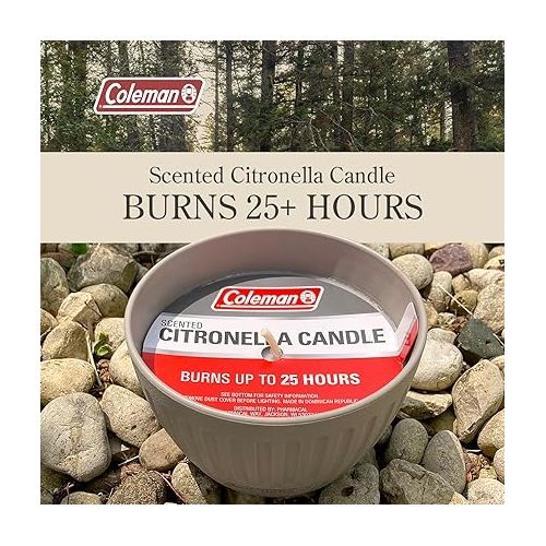 콜맨 Coleman Outdoor Citronella Candle, Decorative Conrecte Look Candle for Patio, Backyard, Outdoor, Camping Candle, Grey Candle, Up to 25 Hours Burn time, 11oz