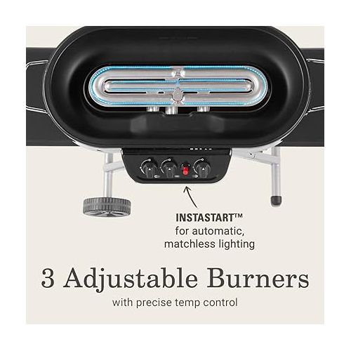 콜맨 Coleman RoadTrip 285 Portable Stand-Up Propane Grill, Gas Grill with 3 Adjustable Burners & Instastart Push-Button Ignition; Great for Camping, Tailgating, BBQ, Parties, Backyard, Patio & More