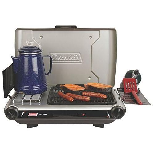 콜맨 콜맨Coleman Gas Camping Grill/Stove | Tabletop Propane 2-in-1 Grill/Stove, 2 Burner