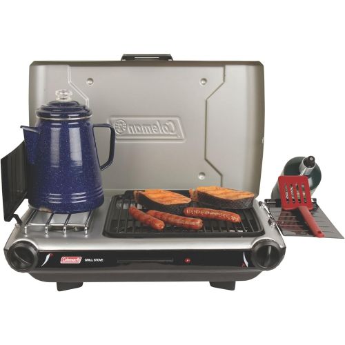 콜맨 콜맨Coleman Gas Camping Grill/Stove | Tabletop Propane 2-in-1 Grill/Stove, 2 Burner