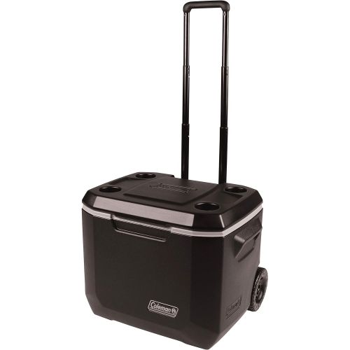 콜맨 콜맨Coleman Rolling Cooler | 50 Quart Xtreme 5 Day Cooler with Wheels | Wheeled Hard Cooler Keeps Ice Up to 5 Days, Black