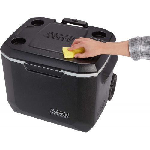 콜맨 콜맨Coleman Rolling Cooler | 50 Quart Xtreme 5 Day Cooler with Wheels | Wheeled Hard Cooler Keeps Ice Up to 5 Days, Black