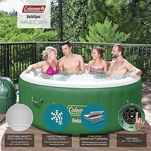 콜맨 콜맨Coleman SaluSpa Inflatable Hot Tub Spa, Green & White