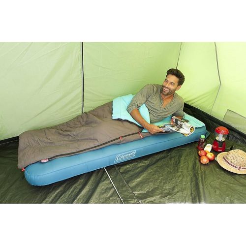 콜맨 Coleman Airbed Extra Durable Single, Camping Bed, Flocked Single Air Bed, Inflatable Air Mattress, Heavy Duty airbed, Comfort Blow up Bed for Indoor and Outdoor Use