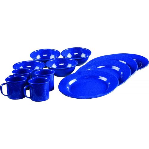 콜맨 Coleman 12-Piece Enamel Dinnerware Set, Blue