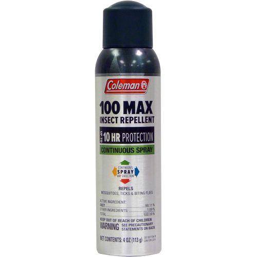 콜맨 Coleman 100 Max Mosquito Repellent DEET Insect Repellent Spray - 4 oz Continuous Spray Can