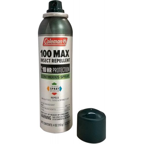 콜맨 Coleman 100 Max Mosquito Repellent DEET Insect Repellent Spray - 4 oz Continuous Spray Can