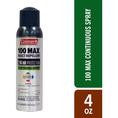 콜맨 Coleman 100 Max Mosquito Repellent DEET Insect Repellent Spray - 4 oz Continuous Spray Can