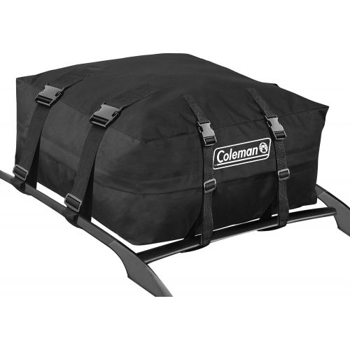 콜맨 Coleman Water Resistant Roof Top Rack Cargo Carrier - for Vehicles with and Without Rails - All Weather Storage Bag - Black