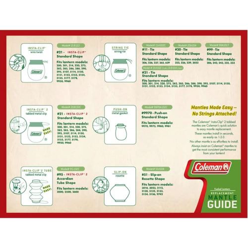 콜맨 Coleman 21A134C Mantle Sock Instaclip Wire 4Pk Lantern