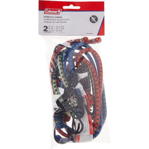 콜맨 Coleman Company Assorted Stretch Cords, Yellow/Blue/Red