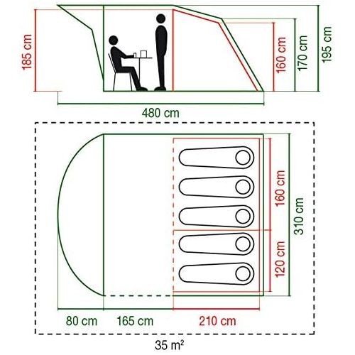 콜맨 Coleman Rocky Mountain 5 Plus Family Tent, 5 Man Tent, Blocks up to 99 Percent of Daylight, 2 Bedroom Family Tent, 100 Percent Waterproof Camping Tent for 5 Person, Also Ideal to C