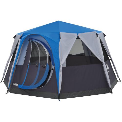 콜맨 Coleman Tent Octagon, 6 Man Festival Dome Tent, 6 Person Family Camping Tent with 360° Panoramic View, Stable Steel Pole Construction, Sewn-in Groundsheet, 100 Percent Waterproof