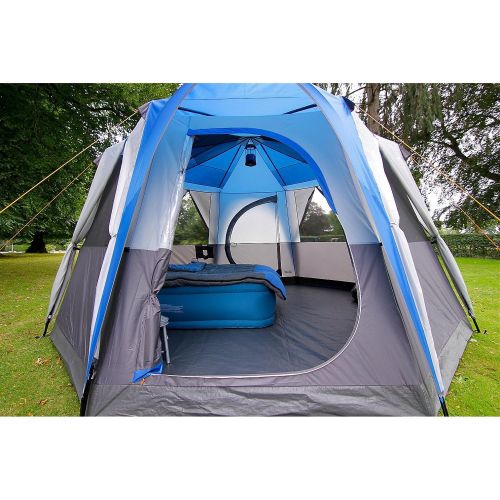 콜맨 Coleman Tent Octagon, 6 Man Festival Dome Tent, 6 Person Family Camping Tent with 360° Panoramic View, Stable Steel Pole Construction, Sewn-in Groundsheet, 100 Percent Waterproof