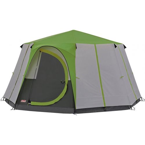 콜맨 Coleman Tent Octagon, 6 Man Festival Dome Tent, 6 Person Family Camping Tent with 360° Panoramic View, Stable Steel Pole Construction, Sewn-in Groundsheet, 100 Percent Waterproof