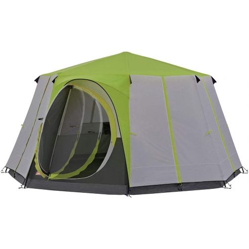 콜맨 Coleman Tent Octagon, 6 Man Festival Dome Tent, 6 Person Family Camping Tent with 360° Panoramic View, Stable Steel Pole Construction, Sewn-in Groundsheet, 100 Percent Waterproof