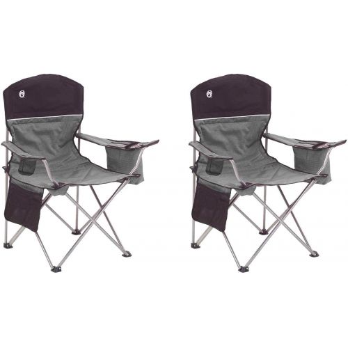 콜맨 Coleman Oversized Black Camping Lawn Chairs + Cooler, 2-Pack 2000020256