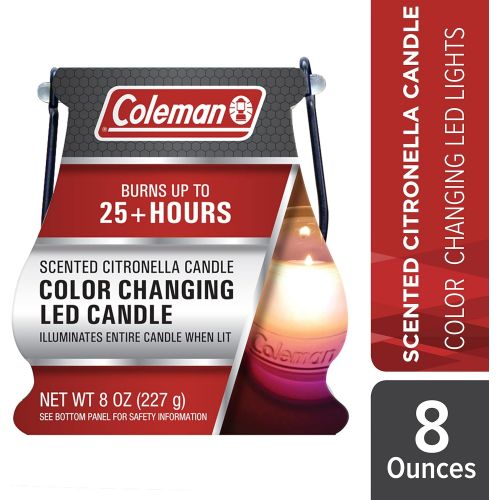 콜맨 Coleman Color Changing LED Candle - Citronella Candle, Outdoor Candle - 8 oz (Boxed)