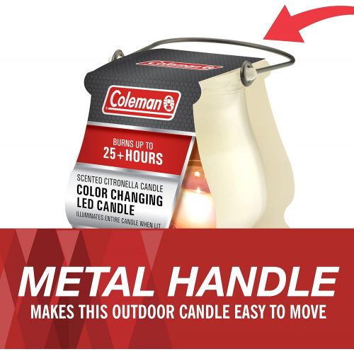 콜맨 Coleman Color Changing LED Candle - Citronella Candle, Outdoor Candle - 8 oz (Boxed)