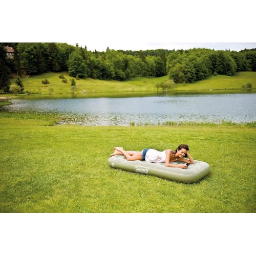 콜맨 Coleman Airbed Maxi Comfort Bed Single, Camping Mat, Flocked Air Bed, Inflatable Air Mattress, Blow Up Bed for Indoor and Outdoor Use, 198 x 82 x 22 cm, Supports max. 148 kg