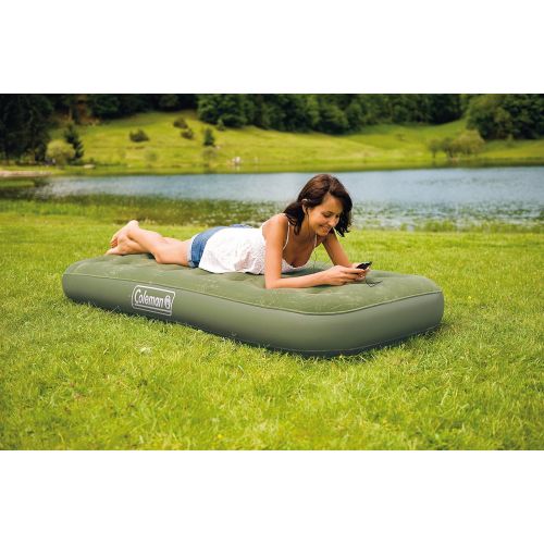 콜맨 Coleman Airbed Maxi Comfort Bed Single, Camping Mat, Flocked Air Bed, Inflatable Air Mattress, Blow Up Bed for Indoor and Outdoor Use, 198 x 82 x 22 cm, Supports max. 148 kg