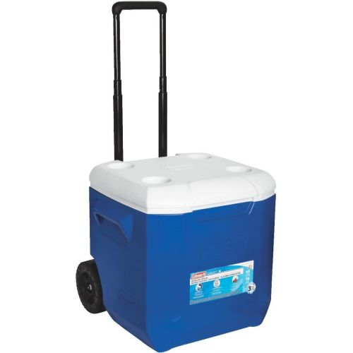 콜맨 Coleman Company 45-Quart Wheeled Cooler, Blue/White/Grey