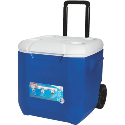 콜맨 Coleman Company 45-Quart Wheeled Cooler, Blue/White/Grey