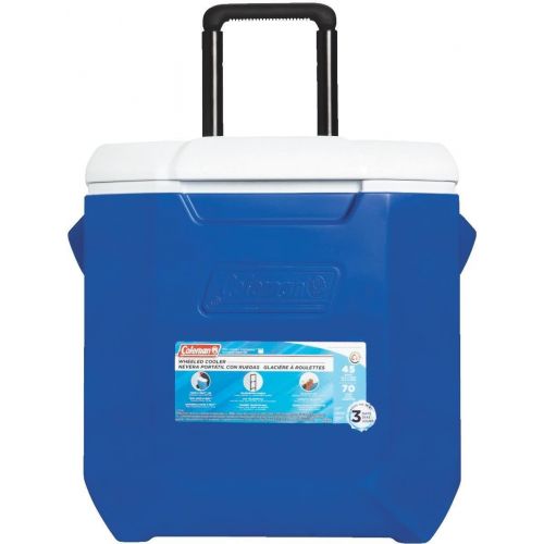 콜맨 Coleman Company 45-Quart Wheeled Cooler, Blue/White/Grey